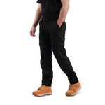 Ranger Cargo Work Trousers, Combat Style Tactical Work Pants in Black & Navy Blue. Built for Tradesmen, Ideal for Storing Tools, Designed with Maximum Durability. (Black 36 L)