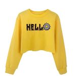 G-Amber Girls Long Sleeve Sweatshirts Kids Crop Print Funny Letters Fashion Pullover Tops Yellow Hell Daisy