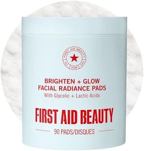 First Aid Beauty - Facial Radiance Pads with Glycolic & Lactic Acids, Daily Exfoliating Pads with AHA, Visibly Smaller Pores, Help Tone & Brighten Skin, One-Step Makeup Prep, Compostable, 90ct