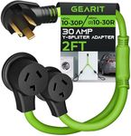 GEARit 3 Prong Dryer Y- Splitter 30 Amp NEMA 10-30P to (2) NEMA 10-30R Receptacle - STW 10AWG 3C Power Cord Adapter for Multiple Outlet Dryer Outlet and EV Charger - 2.2 Feet