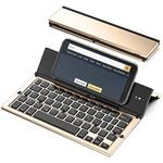 Geyes Foldable Bluetooth Wireless Keyboard With Portable Pocket Size, Aluminum Alloy Housing, Carrying Pouch, For Ipad, Iphone, And More Tablets, Laptops And Smartphones(Gold)