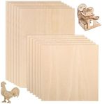 Balsa Wood Sheets, 12 Pcs Craft Wood Plywood Sheets Board 1.5mm Thin Basswood Sheet Wooden Plank for Crafts Painting 200x100mm, 100x100mm