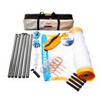 Baden Champions Volleyball/Badminton Portable Combo Set Orange/Blue Official Size 32 ft Wide Net + 4 Raquets + 3 Birdies + Boundary + Volleyball + Pump + Carry Bag