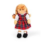Bigjigs Toys Iona Doll Medium | 30cm Rag Dolls for Baby Girl or Boy | Soft Plush Toy for Babies & Toddlers | First Dolly with Tartan Dress & Bow Accessories | Comforting Gifts for Children from Birth+