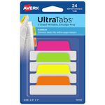 Avery Margin Ultra Tabs, 2.5" x 1", 24 Repositionable Tabs, Two-Side Writable, Pink/Green/Orange (74767)