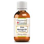 Greenwood Essential Pure Moringa Oil (Moringa oleifera) Cold Pressed 100ml (3.38 oz)