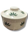 YOUR LOCAL STORE Ceramic Casserole Hot Box Donga for Kitchen Dinner Biryani Curd Setter Sauce Pot Server for Dal Curry Bowl Container 100% Food Grade (Diameter 16 cm,1000 ml) (Green Patta Donga)