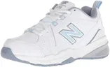 New Balance Women's 608 V5 Cross Trainer, White/Light Blue, 8.5 Wide