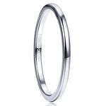 Cloyo 2mm Silver Rings for Wedding Engagement Promise Womens Tungsten Carbide Ring Size T