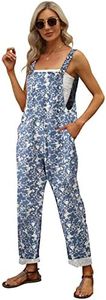 Gihuo Women's Fashion Baggy Loose Linen Overalls Jumpsuit Oversized Casual Sleeveless Rompers with Pockets (03Blue-XXL)