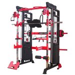 GAMMA FITNESS FTS-101 Multi Gym Functional Trainer with Smith Machine for Home Gym Equipment (Black and Red)