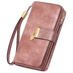 HUANLANG Women's Wallets Large Capacity Leather Ladies Wallets RFID Blocking Wristlet Wallets for Women