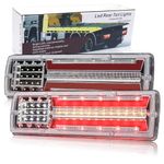 LED Truck Tail Lights Truck Brake Light 24V Truck Taillights Turn Signal/Reverse/Running Lights Amber/White/Red Truck Lights Exterior Led Tail Lights for Trailer Flatbed Trucks Tractor Camper 1 Pair