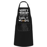 POFULL Nanny's Kitchen Apron Baking Cooking Gift Nanny's Kitchen Never Runs Out Of Kisses and Cookies (Nanny's Kitchen Apron CA)