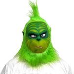 Monster Mask Christmas Green Monster Mask Christmas Monster Costume Mask with Santa Hat Funny Xmas Cosplay Party Props