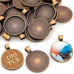 100 PCS Pendants for Jewelry Making Pendant Trays | Cabochon Frames for DIY Crafts | Bezels for Jewelry Making Frame Base for Charms Blank Bezels of Wisdom | Necklace Pendants for Jewelry Making