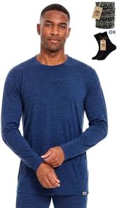 MERINNOVATION Merino Wool Base Layer Mens 100% Merino Wool Shirts for Men Thermal Underwear LS T-Shirt Light, Midweight