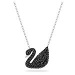 Swarovski Iconic Swan pendant, Swan, Medium, Black, Rhodium plated