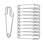 Qancekoo 10pcs Large Safety Pins, Heavy Duty Blanket Pins, 2" Large Safety Pins for Clothing Leather Canvas Crafts Skirts Corsets Heavy Duty Safety Pins (Silver)