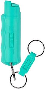 SABRE Self Defense Spray, 3-in-1 Formula Contains Max Strength Pepper Spray, CS Military Tear Gas & UV Marking Dye, Quick Release Easy Carry Key Ring, Finger Grip for Accurate Aim, Teal, 0.54 fl oz