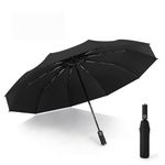 Omi Cart Travel Umbrellas Windproof Automatic Open And Close Umbrellas (Black)