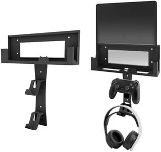BracNova Wall Mount for PS4 Slim,Steel PS4 Slim Mount Includes Detachable Controller Holder and Headphone Stand-Safely Store Your PlayStation 4 Slim Console Near or Behind Your TV