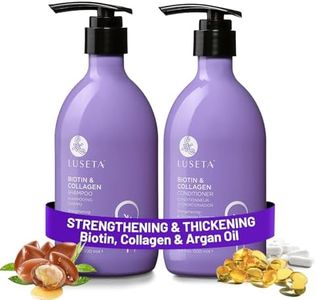 Luseta Biotin & Collagen Shampoo and Conditioner Set for Thinning Hair – Thickening & Strengthening with Argan Oil - Adds Volume, Shine & Manageability Sulfate Free, Paraben Free -16.9 fl oz (2 Pack)