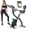 MERACH Foldable Exercise Bike - Exclusive APP for Customizable Plans, 16-Level Magnetic Resistance Folding Stationary Exercise Bike, 300lbs Capacity & Upgraded Comfort Seat Cushion