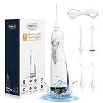 Water Flosser for Teeth,Mornwell Cordless Oral Irrigator Water Dental Flosser IPX7 Waterproof 300ML 3 Modes 4 Jet Tips Deep Clean Helps Whiten Teeth, USB Rechargeable for Travel with FDA Approved