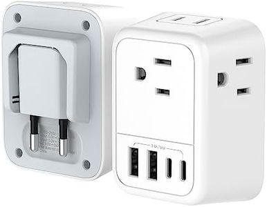 VYLEE Travel Plug Adapter, International Plug Adapter with 4 AC Outlets 4 USB Ports(2 USB C), Travel Adapter Type C Travel Essentials for US to Most Europe France Germany Italy Spain
