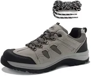 CC-Los Men's Waterproof Hiking Shoes Lace-Free Lightweight & Breathable No Tie Outdoor Work Shoes Grey Size 8.5 New Upgrade