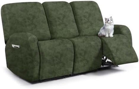 ANARACHON Leather Look Recliner Couch Cover, 8-Pieces Stretch Recliner Sofa Covers, Soft Reclining Slipcover, Washable Furniture Protector for Pets (3 Seater,03 Forest Green)
