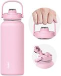 TOURIT 32 oz Insulated Water Bottle, Stainless Steel Sports Water Bottles With Top Handle, Double-Wall Travel Thermal Water Flask, BPA Free Leakproof Thermos Bottle for Sports and Travel,Pink