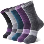 Anlisim Merino Wool Socks for Women Hiking Thermal Warm Winter Boot Work Crew Cushion Ladies Socks 5 Pairs Gift (Purple Grey Green,M)