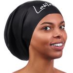 Swimming Cap for Long Hair - Extra Large Swimming Cap - Long Hair Swim Cap for Women Men Adults - Waterproof Silicone Swimming Hat - Dreadlocks - Bathing Cap (Black XL)