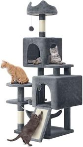 YITAHOME 54in Cat Tree Tower for Indoor Cats, Multi-Level Cat Climbing Tower with Sisal Scratching Post and Board, Cat Condos, Plush Top Perches, Hammock, Kittens Pet House Play, Dark Grey