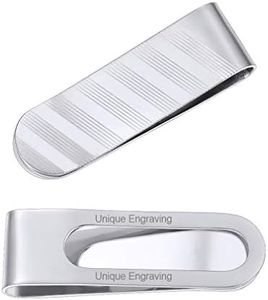 Free Engrave Mens Slim Stripe Metal Money Clips Personalized Credit Cardholder for Dad Stainless Steel Charms