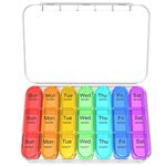 Zoolion Weekly Pill Box 7 Day 3 Times a Day (Morn/noon/Night), Daily Portable Travel Pill Box Organiser, Tablet Box with Large Compartments, Hold for Fish Oils, Vitamins, Supplements