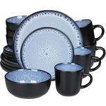 Greentainer Handmade Stoneware Dinnerware Set, Ocean Blue Dinner Set, 16-Piece Dinner Service Set with Dinner Plate, Dessert Plate, Bowl and Mug, Dishwasher & Microwave Safe, Service for 4