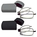 2 Pair Blue Light Blocking Reading Glasses Anti UV Glare Eyestrain Foldable Readers for Unisex with Cases 3.0X