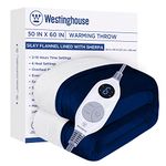 Westinghouse Electric Blanket Throw Heated Blanket with 6 Heating Levels and 2-10 Hours Time Settings, Flannel to Sherpa Super Cozy Heated Blanket Machine Washable, 50x60 inch, Navy