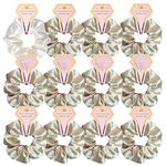 12Pcs Bachelorette Favors for Bachelorette Party - Satin Bridesmaid Scrunchies, Proposal Gifts Elastics Hair Ties Scrunchies - Favors Satin Bridesmaid Gift for Bridal Wedding Parties - Bridemaids Boxes Proposal, Ponytail Holders for Women Hair Accessories Gift (White & Champagne)