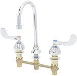 T&S Brass B-2866-05 Medical Faucet, 8" Deck Mount with Wrist Action Handles and 2.2 GPM Flow Rate.,Silver