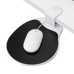 EHO Clamp on Mouse Platform, Clip on Pad Rotating 360 Degree, Ergonomic Mouse Tray Attachment, Mouse Pad, Slide Out Tray, Suitable for 1.5" Thickness Desk, for Home Office Desk Organizer (Platinum)