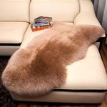 WL&ALLEN Large Sheepskin Rug Genuine Thick and Lush 3 Inch Pile，Luxury Australian Pelts |Large Sheepskin Wool Area Rugs (Large Single Pelt 2'6" x 3'7"，Light Brown)…