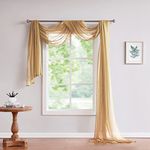 LinenZone Gold Window Scarf Valance in 288 Inch Size. Use Window Scarves as Canopy Bed or Backdrop Curtains, Curtain Scarf, or Sheer Fabric for Draping. (Amazing 55 x 288, Gold)