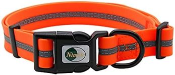 NIMBLE Dog Collar Waterproof Pet Collars Anti-Odor Durable Adjustable PVC & Polyester Soft with Reflective Cloth Stripe Basic Dog Collars S/M/L Sizes (Medium (11.81”-18.5”inches), Orange)