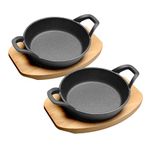 HOME DISTRICT Cast Iron Ramekin Set Oven Safe Mini Skillets Bakeware Bowls Casserole Pots, 6.5" x 1 1/2", 12 oz - 2 PC Set