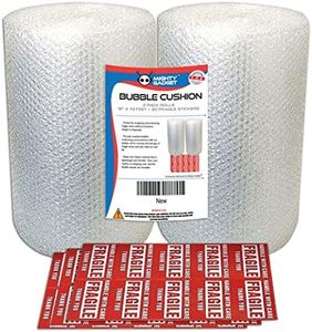 Bubble Cushioning Wrap Rolls by Mighty Gadget - 2-Pack, 12"x72' Total, Clear & Transparent, Perforated 12", Air Cushioning, Free Fragile Stickers, Moving, Shipping, Protective Packaging