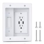 ELECPOW Cord Hider Wall with Dual AC Outlets & Dual USB-A Ports, in Wall Cable Management Kit for Wall Mounted TV，Recessed Outlet with TV Wire Hider for Power Cables & Low Voltage Wires.